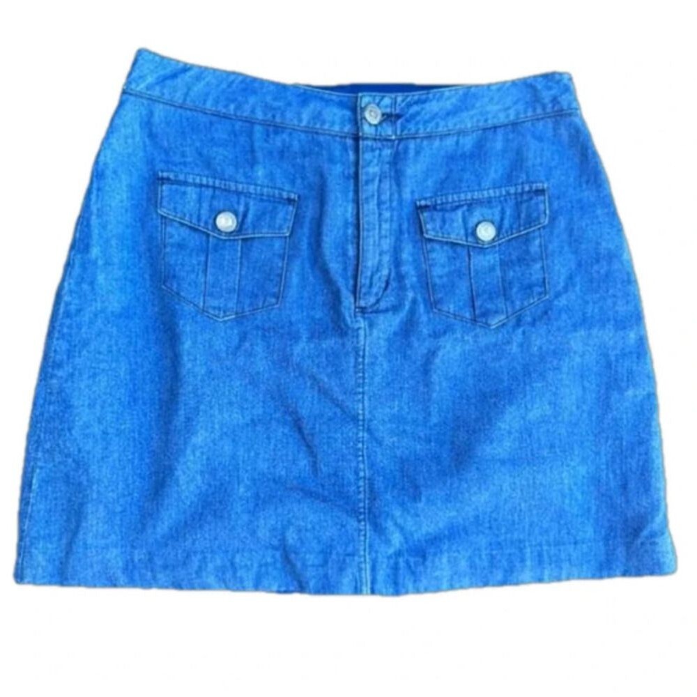 Brooklyn Industries jean skirt medium denim retro mini VSCO vintage 60s Y2K 70s